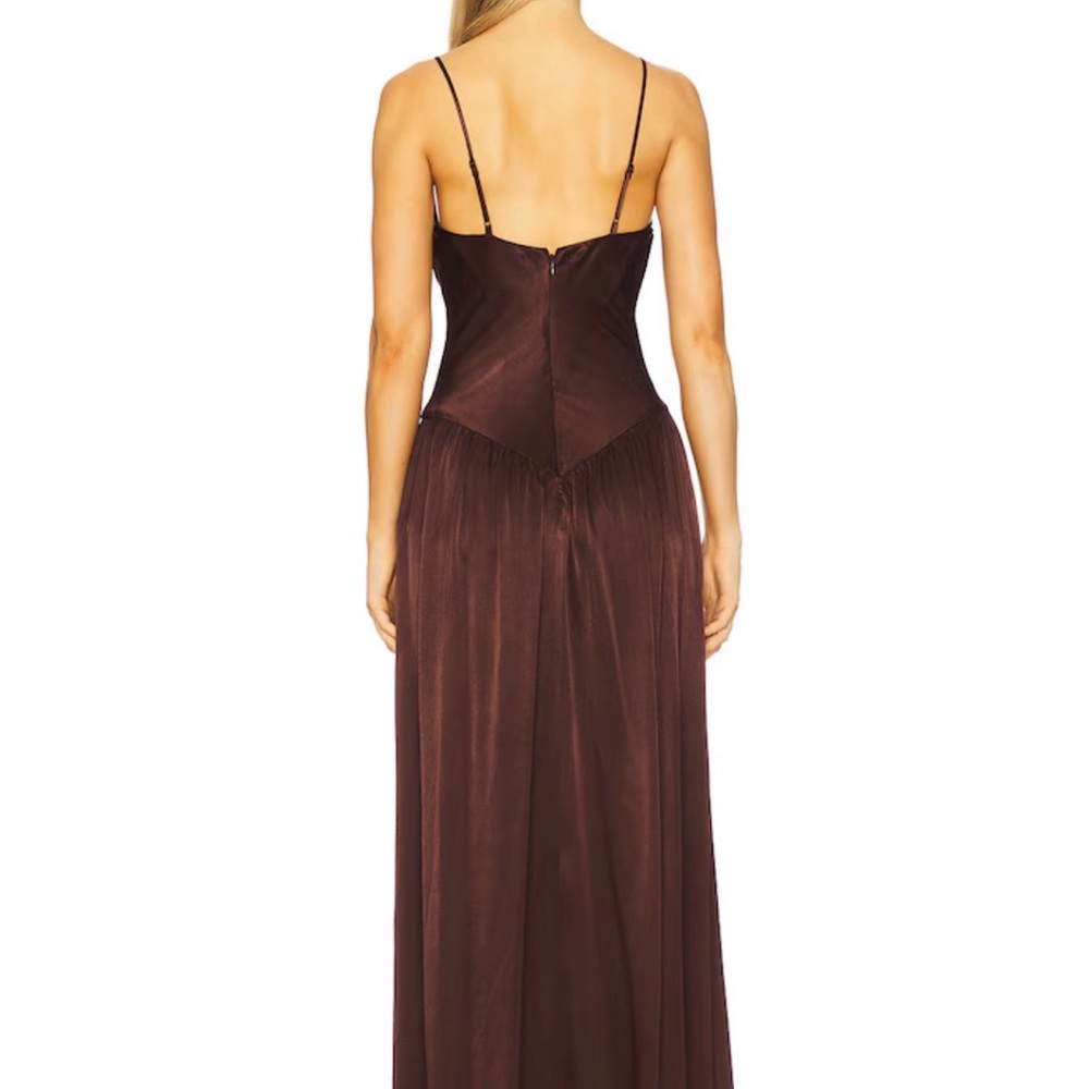 Revolve - Aderia Lace Detail Maxi Dress in Dark Choco - Picture 9 of 9